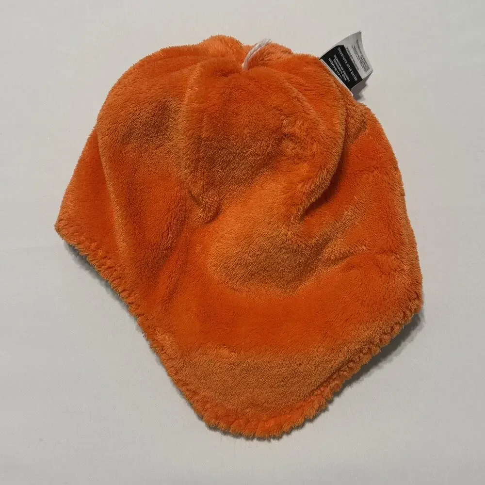 North Face Camo And Orange Fleece Cozy Pom Beanie Hat Baby EUC 4T